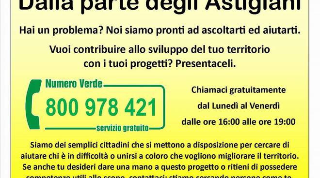 Asti, nasce il gruppo ''Dalla parte degli Astigiani''; domani il gazebo sotto i portici Anfossi