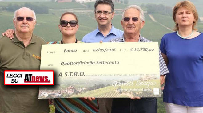 Donato un assegno benefico di 14,700 euro all’Associazione Astro-Pulmino Amico