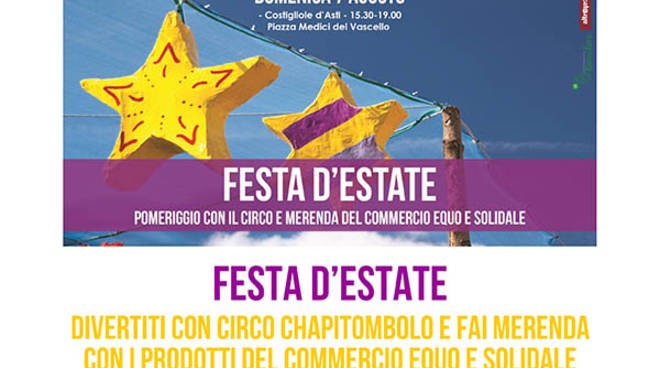 Costigliole d'Asti: merenda del commercio equo e solidale con il Circo Chapitombolo