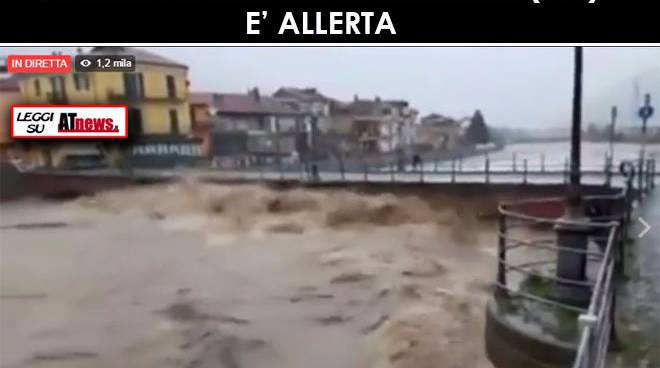 Tanaro esonda a Garessio, attesa l'onda di piena nell'albese; ad Alba scuole chiuse nel pomeriggio e domani 