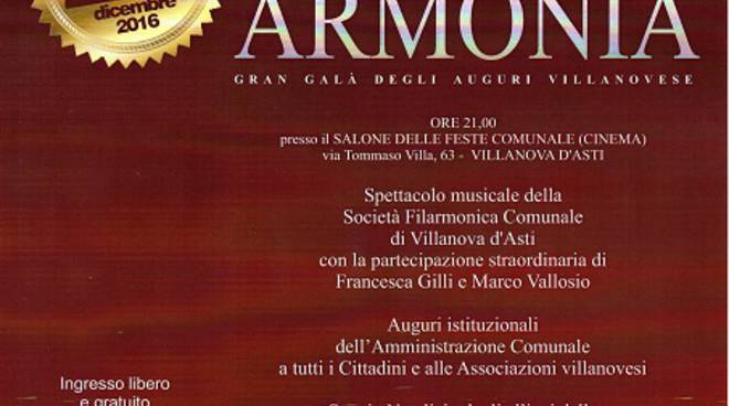 Venerdì a Villanova d'Asti il 15° Concerto di Natale "Auguri in Armonia"