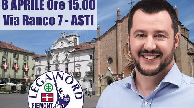 Matteo Salvini ad Asti per inaugurare la nuova sede elettorale della Lega Nord 