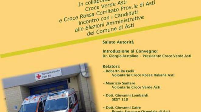 Asti, Croce Rossa e Croce Verde ai candidati a sindaco: "Ascoltate la voce dell'emergenza"