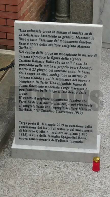 Celebrazione materno Giribaldi cimitero Asti 