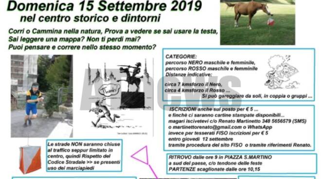 Corsa Orientamento: Domenica 15 a Piova\' Massaia la seconda \"Fra\' Orienteering\"