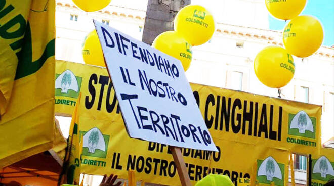 manifestazione coldiretti fauna selvatica a roma