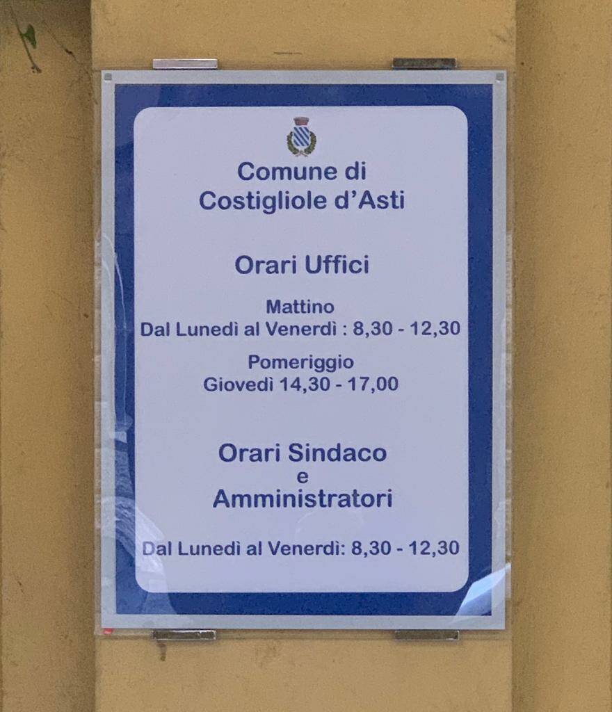 Orari comune Costigliole 