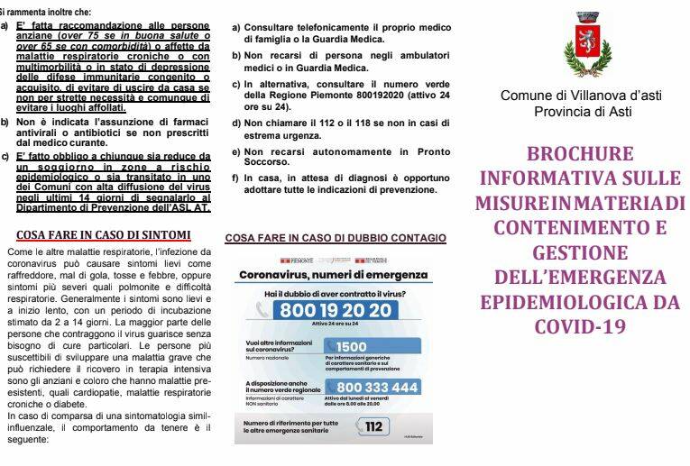 brochure informativa dal comune di villanova d'asti