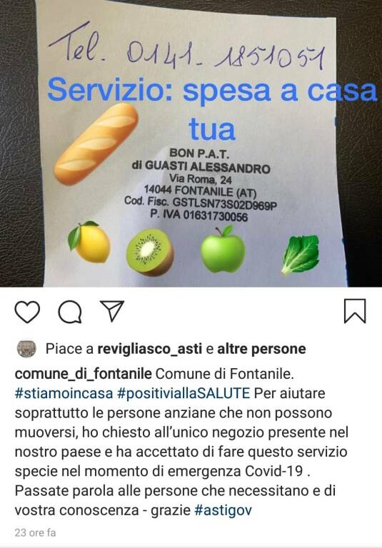 spese domicilio fontanile coronavirus