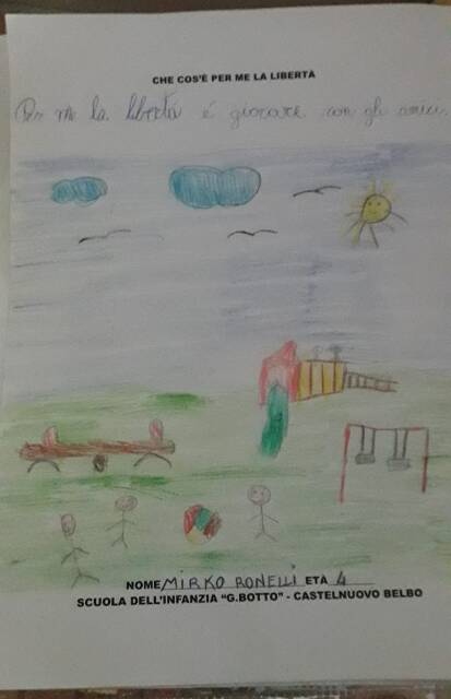 25 aprile 2020: i disegni dei bambini della scuola dell’infanzia di Castelnuovo Belbo