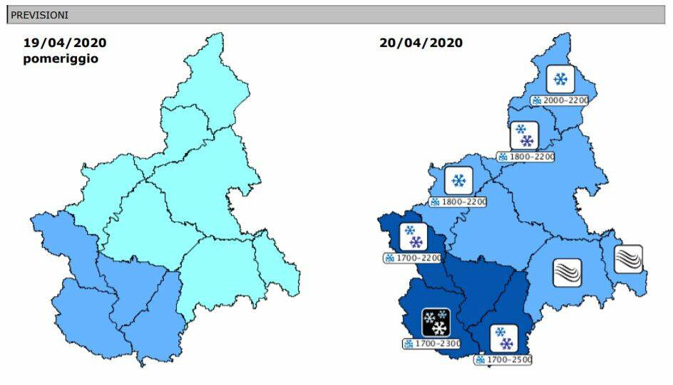 precipitazioni 19 e 20 aprile previsioni arpa