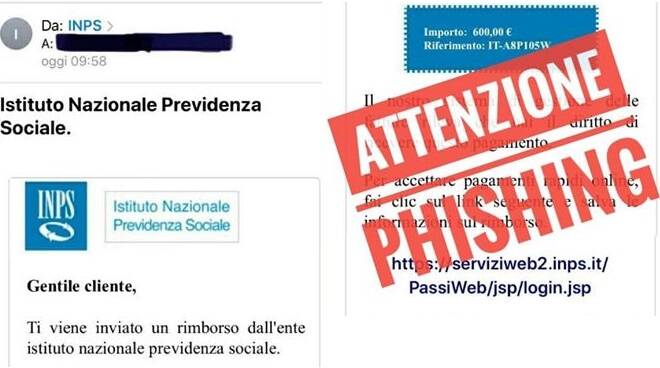 truffa mail inps rimborso 600 euro