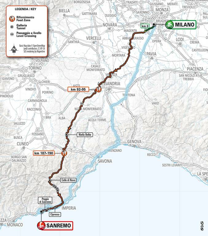 mappa milano sanremo 2020