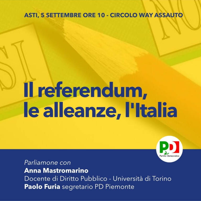 PD Asti, incontro sul Referendum Costituzionale