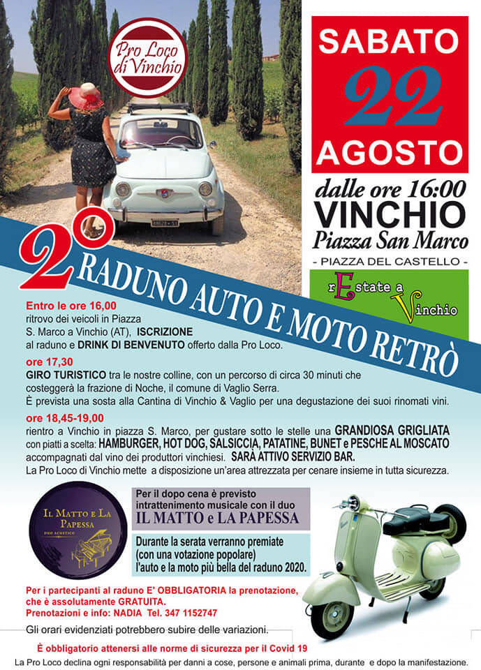 raduno auto e moto retrò 2020 vinchio