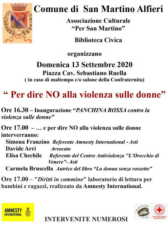 A San Martino Alfieri un pomeriggio “Per dire NO alla violenza sulle donne”