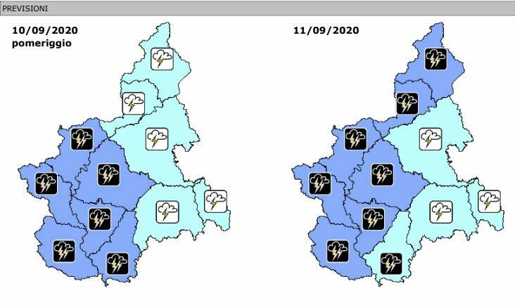 previsioni precipitazioni 10 settembre 2020 arpa piemonte