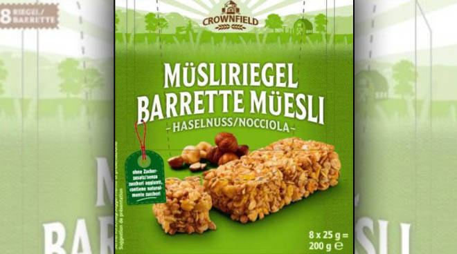 Ossido di etilene nel sesamo: Lidl richiama le barrette muesli e cereali “Crownfield”