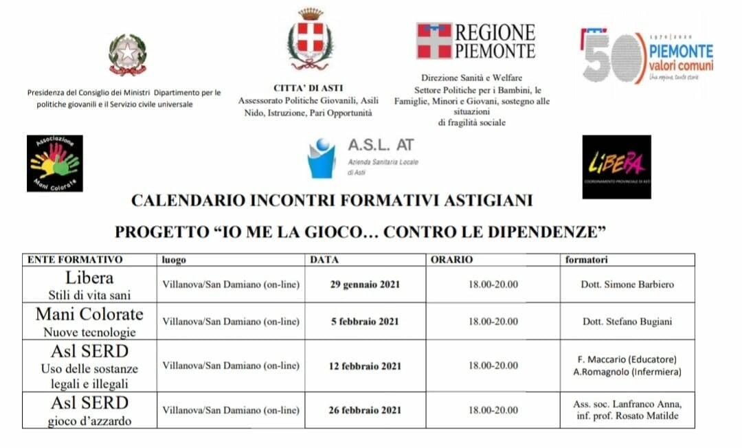 calendario incontri io me la gioco san damiano