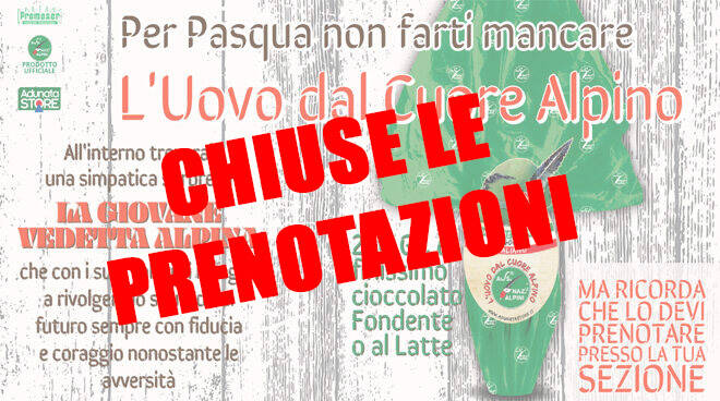 Associazione Nazionale Alpini Asti, chiuse le prenotazioni dell'uovo di Pasqua