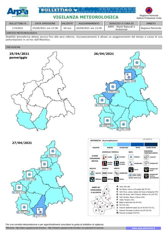 bollettino vigilanza meteorologica 25042021