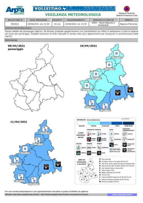 bollettino vigilanza meteorologica arpa piemonte 09042021