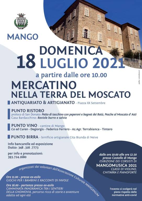 Mercatino nella terra del Moscato 18 luglio 2021