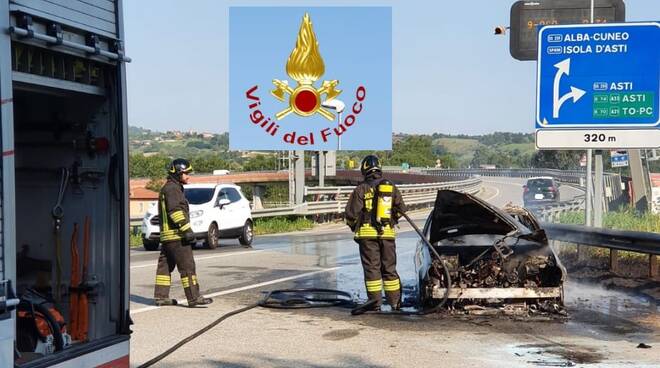 incendio auto isola d'asti