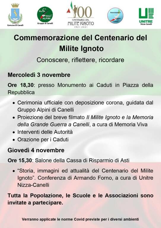 Commemorazione del Centenario del Milite Ignoto canelli