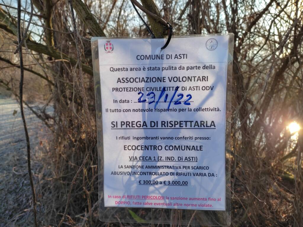 Interventi Associazione volontari di protezione civile Città di Asti 29 gennaio 2022