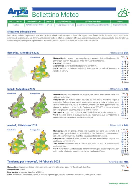 bollettino meteo arpa piemonte 13022022