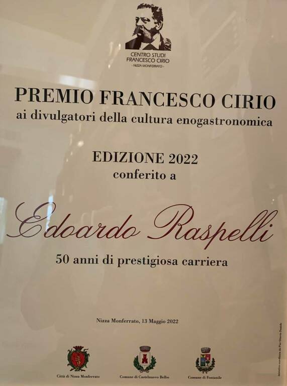 Centro Studi Francesco Cirio consegna edoardo raspelli