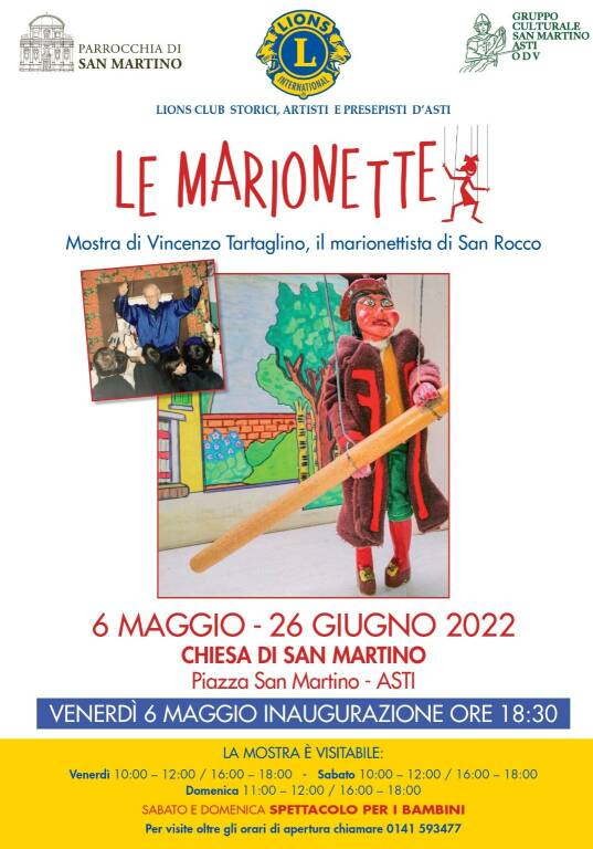 locandina mostra “Le marionette – mostra di Vincenzo Tartaglino, il marionettista di San Rocco”