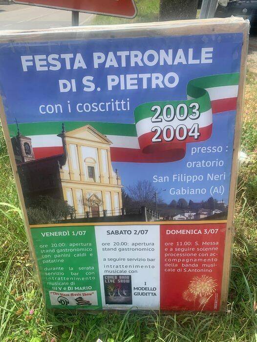 Gabiano, festa patronale di San Pietro con i coscritti