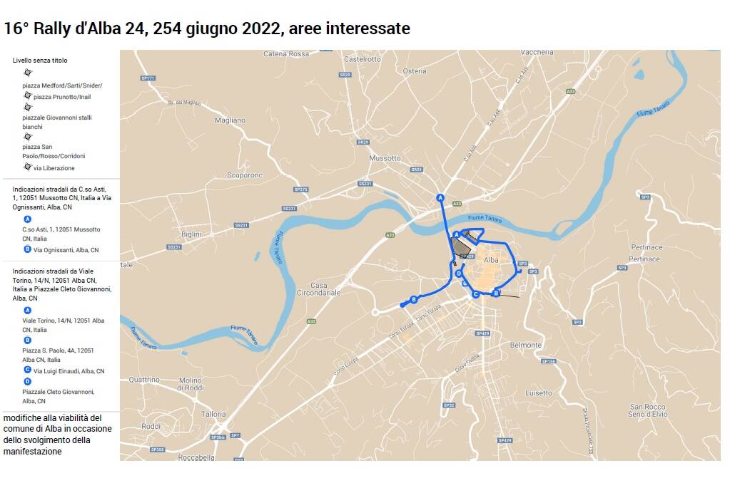 rally di alba modifiche viabilità alba 2022