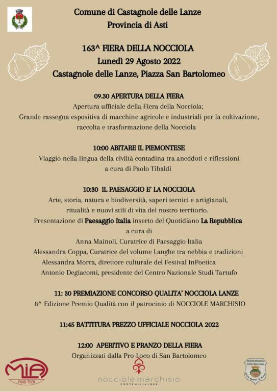 fiera nocciola 2022 castagnole lanze programma