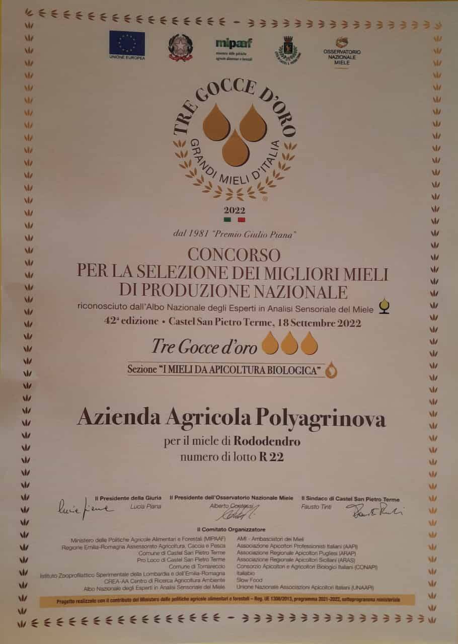 “Tre gocce d'oro” apicolore Tak 